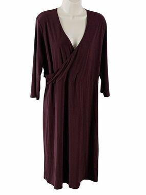 Jessica London Deep Italian  Plum Wrap-Style Midi Dress